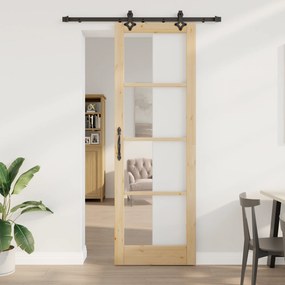 vidaXL Συρόμενη Πόρτα με Σετ Υλικών 78x232 cm Μασίφ Ξύλο Πεύκου