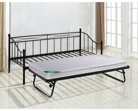 Σετ Daybed Και Βοηθητικό Κρεβάτι Με Στρώμα 185x85 Μαύρο Μέταλλο