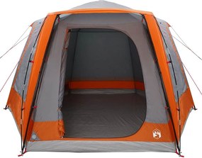 vidaXL Σκηνή Camping 8 ατόμων Γκρι και πορτοκαλί Πολυεστέρας Αδιάβροχο