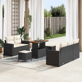 vidaXL Σετ Καναπέ Κήπου Ρυθμιζόμενο ύψος 8 pcs Μαύρο συνθετικό ρατάν