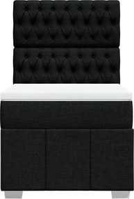 vidaXL Κρεβάτι Boxspring με Στρώμα Μαύρο 90x200 εκ. Υφασμάτινο