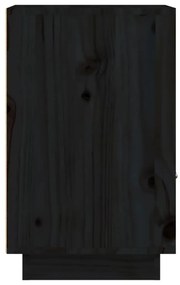 Κομοδίνο Μαύρο40x34x55εκ. από Μασίφ Ξύλο Πεύκου - Μαύρο