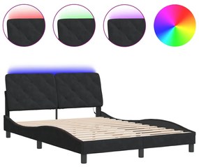 vidaXL Πλαίσιο Κρεβατιού με LED Μαύρο 120 x 200 εκ. Βελούδινο