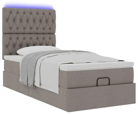 ΟΘΩΜΑΝΙΚΟ ΚΡΕΒΑΤΙ ΜΕ ΣΤΡΩΜΑ &amp; LEDS TAUPE 90X190CM ΥΦΑΣΜΑ 3314055