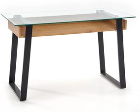 Τραπέζι γραφείου Houston 443, 75x120x60cm, 30 kg, Χρυσή βελανιδία, Μαύρο | Epipla1.gr