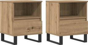 vidaXL Κομοδίνα 2 τεμ. τεχνίτης Δρυς 40 x 35 x 50 εκ από Επεξεργ. Ξύλο