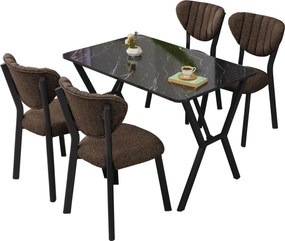 Extendable Dining Table &amp; Chairs Set (5 Pieces) Elma - Brown, Black Brown
Black