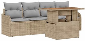 vidaXL Σετ Καναπέ Κήπου με αποθήκευση 5 pcs Μπεζ Πολυ ράταν