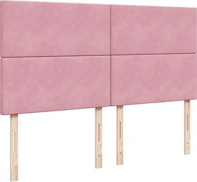 vidaXL Κρεβάτι Boxspring με Στρώμα Ροζ 200x200 εκ. Βελούδινο