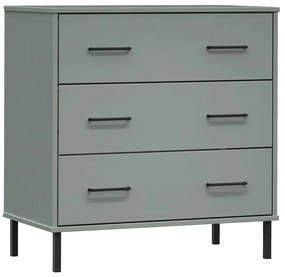 vidaXL Ντουλάπι OSLO με 3 Συρτάρια Γκρι 77x40x79,5 εκ. Μασίφ Ξύλο