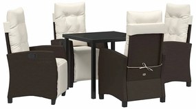 vidaXL Σέτ φαγητού για κήπο 5 pcs Καφέ συνθετικό ρατάν