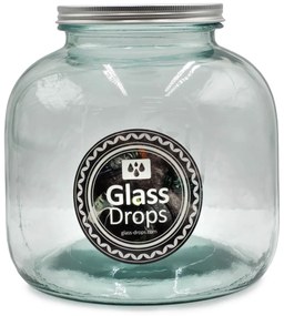 Δοχείο με καπάκι Glass Drops Storage (5797) Aπό 100% ανακυκλωμένο γυαλί, Xωρητικότητας 6L , Διαστάσεων Ø 23 x Υ 24 cm
