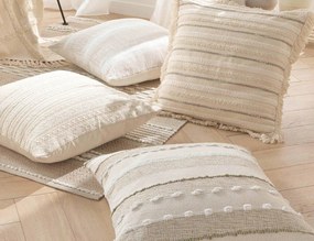 Διακοσμητικό Μαξιλάρι Atlas Douceur d'intérieur με κρόσσια και διαστάσεις 60x60cm - Natural