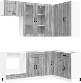 vidaXL Μονάδα κουζίνας KALMAR 8 pcs Γκρι Sonoma Επεξεργασμένο Ξύλο