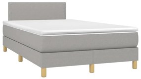 vidaXL Κρεβάτι Boxspring με Στρώμα Ανοιχτό Γκρι 120x200 εκ. Υφασμάτινο