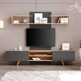 Σύνθεση τηλεόρασης Giacomo Megapap χρώμα sapphire oak - ανθρακί 180x40x45εκ.-GP055-0021,1