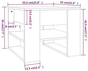 vidaXL Τραπεζάκι Σαλονιού Γκρι Sonoma 55,5x55x45εκ. Επεξεργασμένο Ξύλο