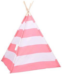 vidaXL Σκηνή Teepee Παιδική Ριγέ 120x120x150 εκ. Peach Skin με Σάκο