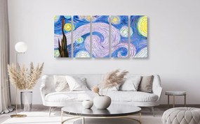 Έγχρωμη αναπαραγωγή εικόνας 5 μερών Starry Night - Vincent van Gogh - 200x100