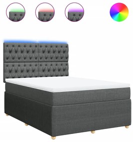 Κρεβάτι Boxspring με Στρώμα Σκούρο Γκρι 140x200 εκ Υφασμάτινο - Γκρι