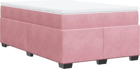 vidaXL Κρεβάτι Boxspring με Στρώμα Ροζ 120x190 εκ. Βελούδινο