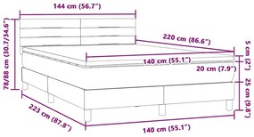 Κρεβάτι Boxspring με Στρώμα Ανοιχτό Γκρι 140x220 εκ. Βελούδινο - Γκρι