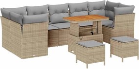 vidaXL Σετ Καναπέ Κήπου 10 pcs Μπεζ συνθετικό ρατάν