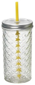 Ποτήρι Με Καπάκι Και Καλαμάκι INT8820K12 475ml Clear Espiel Glass