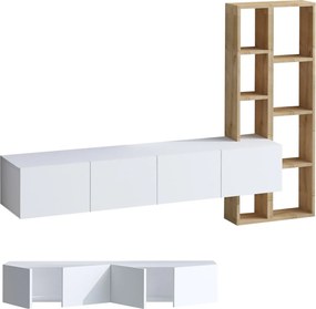 Σύνθεση Τηλεόρασης Λευκό / Δρυς LEBROLO 182x32x25
