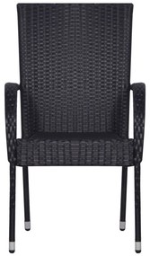 vidaXL Σετ Τραπεζαρίας Κήπου 7 Τεμαχίων Μαύρο