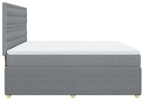 Κρεβάτι Boxspring με Στρώμα Ανοιχτό Γκρι 180x200 εκ. Υφασμάτινο - Γκρι