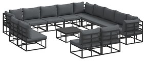 vidaXL Σετ Καναπέ Κήπου 14 pcs Μαύρο 70 x 70 x 32 εκ Αλουμίνιο