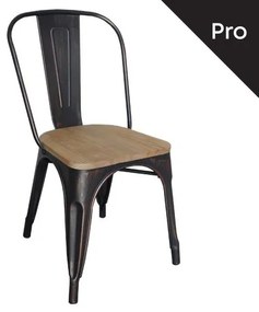 RELIX Wood Καρέκλα-Pro, Μέταλλο Βαφή Antique Black, Απόχρωση Ξύλου Natural Oak -  45x51x85cm