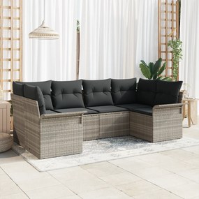 vidaXL Σετ καναπέ κήπου 6 τεμαχίων με μαξιλάρια Ανοιχτό γκρι πολυρατάν