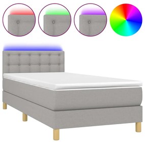 ΚΡΕΒΑΤΙ BOXSPRING ΜΕ ΣΤΡΩΜΑ &amp; LED ΑΝ.ΓΚΡΙ 90X200 ΕΚ. ΥΦΑΣΜΑΤΙΝΟ 3134005