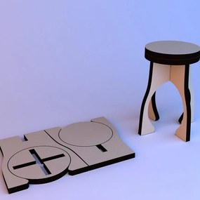 Intra απο ξύλο plywood 3mm-4mm πάχος – ξύλο 3D παζλ Στρογγυλό σκαμπό DXF 25x30 cm INTRAVECTRY-MY552323