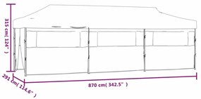 Τέντα Εκδηλώσεων με 8 Τοιχώματα Πτυσσόμενη Pop-Up Ανθρακί 3x9 μ - Ανθρακί