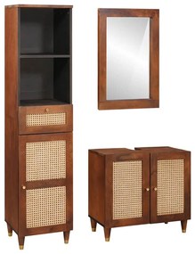 vidaXL Έπιπλα μπάνιου με συρτάρι 3 pcs 38 x 33 x 160 εκ. Στερεό ξύλο μάνγκο