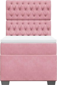vidaXL Κρεβάτι Boxspring με Στρώμα Ροζ 80 x 200 εκ. Βελούδινο