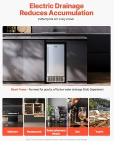 VEVOR Undercounter Built-in Ice Maker 80 Lbs/Day with Drain Pump Reversible Door