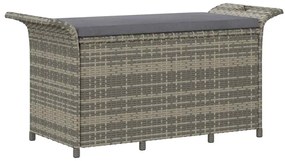 vidaXL Παγκάκι Κήπου με Μαξιλάρι Γκρι 116x46x57 εκ. από Συνθ. Ρατάν