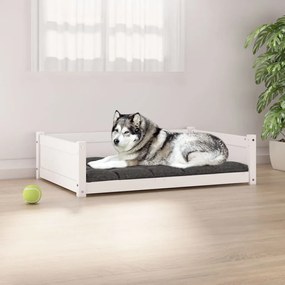Κρεβάτι Σκύλου άσπρο 105,5x75,5x28 εκ. από Μασίφ Ξύλο Πεύκου - Λευκό