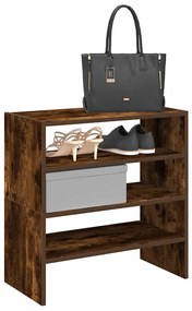 Ράφια παπουτσιών 2 τμχ στοιβαζόμενα καπνιστή δρυς 60x30x30,5 cm