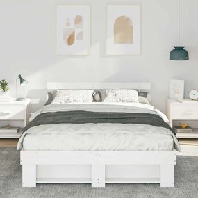vidaXL Σκελετός Κρεβατιού Λευκό 150 x 200 cm Μασίφ ξύλο πεύκου