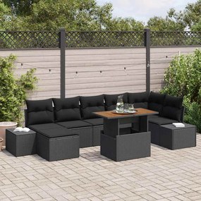 vidaXL Σετ Καναπέ Κήπου με αποθήκευση 8 pcs Μαύρο Πολυ ράταν