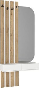 Έπιπλο εισόδου Reyas Megapap χρώμα λευκό - sepet oak 90x27x205,6εκ.