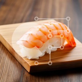 Σετ των 2 Intra Συλλεκτικό Ξύλινο Παζλ Plywood 4mm - Σούσι με γαρίδες σε έναν ξύλινο πίνακα Σε Ξύλινο Κουτί - Διαστάσεις: 10x10 cm – 25 κομμάτια