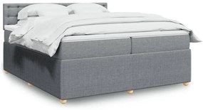 vidaXL Κρεβάτι Boxspring με Στρώμα Ανοιχτό Γκρι 200x200 εκ. Υφασμάτινο