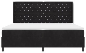 vidaXL Κρεβάτι Box Spring με Στρώμα & LED Μαύρο 200x200 εκ Βελούδο