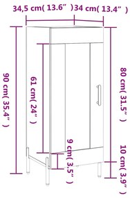 Ντουλάπι Γυαλιστερό Λευκό 34,5x34x90 εκ. Επεξεργασμένο Ξύλο - Λευκό